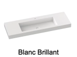 Plan vasque lavabo de 80 cm, sur mesure, Largeur 100 à 200 cm x Profondeur 46 à 80 cm, résine composite de haute qualité, Finition lisse blanc BRILLANT laqué, Livraison Offerte.